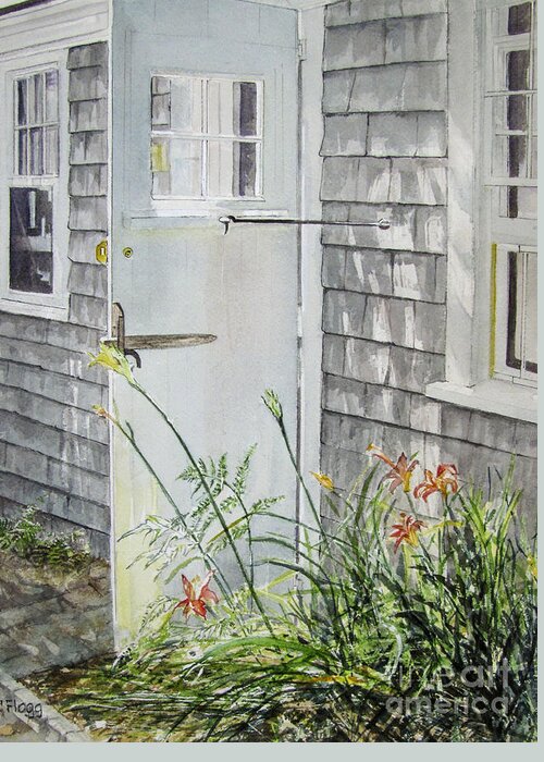 Original Painting Greeting Card featuring the painting Back Door Nantucket by Carol Flagg