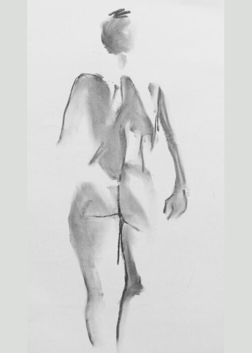 Nude Greeting Card featuring the drawing Back Rygg by Marica Ohlsson