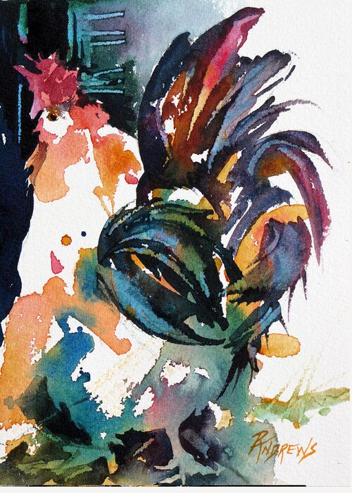 Rooster Greeting Card featuring the painting Back To Front by Rae Andrews