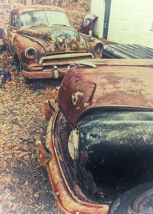 Vintage Cars Greeting Card featuring the photograph Backyard Classics by Karol Livote