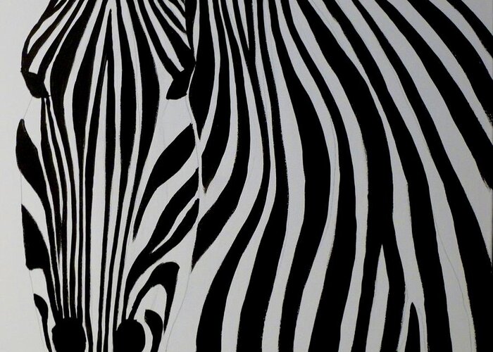 Zebra Greeting Card featuring the painting Badzebra by Robert Francis