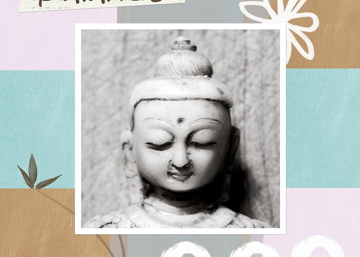 Buddha Greeting Card featuring the painting Balance- Zen Art by Linda Woods