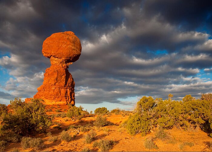 Moab Greeting Card featuring the photograph Balanced Rock by Darren Bradley