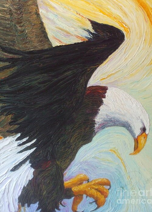Bald Eagle Paintings Greeting Card featuring the painting Bald Eagle - A National Treasure by Paris Wyatt Llanso