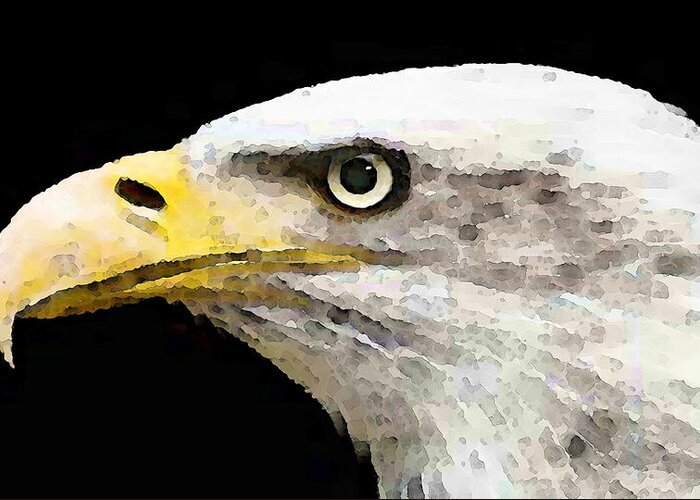 Animal Greeting Card featuring the painting Bald Eagle by Sharon Cummings by William Patrick