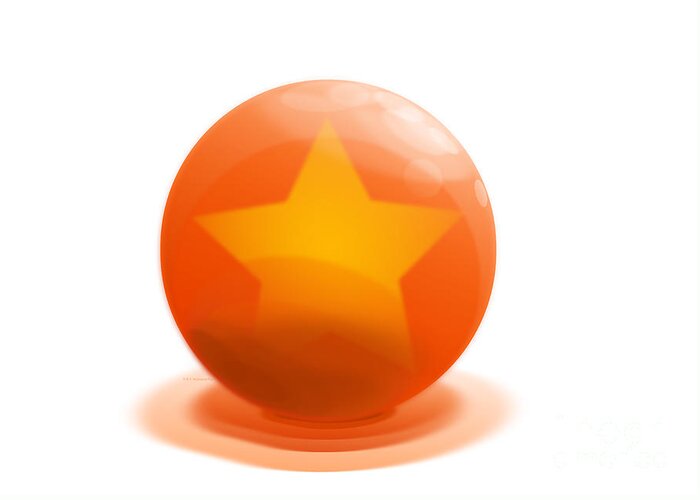 Ball Greeting Card featuring the digital art orange Ball decorated with star white background by Vintage Collectables