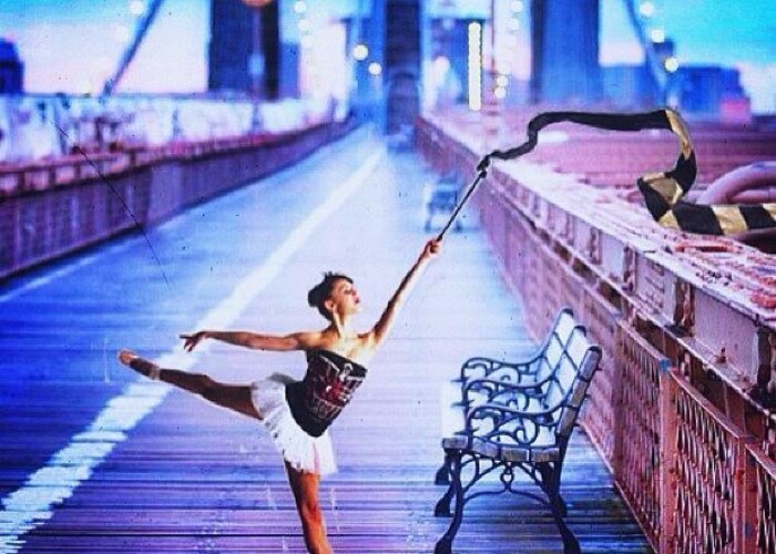 Bridge Greeting Card featuring the photograph #ballerina #ballet #photoshop #bridge by Perry M