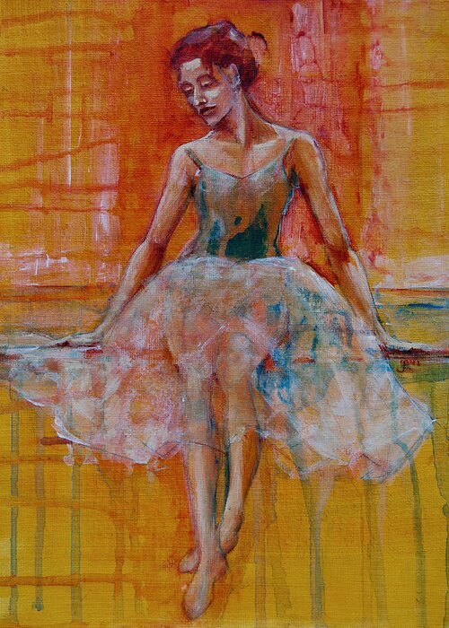 Ballarinas Greeting Card featuring the painting Ballerina In Repose by Jani Freimann