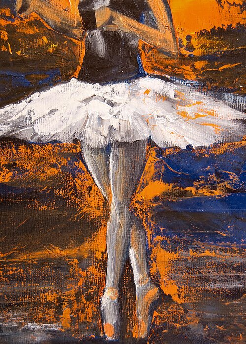 Ballerina Greeting Card featuring the painting Ballerina En Pointe by Jani Freimann