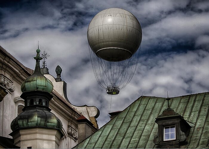 Balloon Greeting Card featuring the photograph Balloon Over Krakow by Robert Woodward