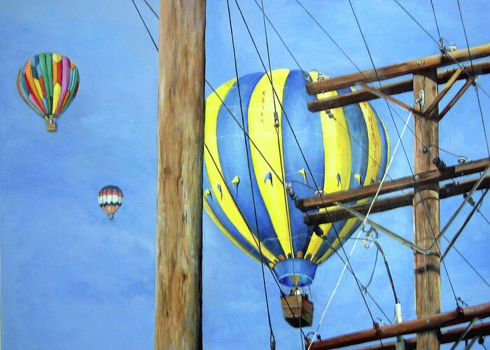 Sky Greeting Card featuring the painting Balloon Race by Donna Tucker