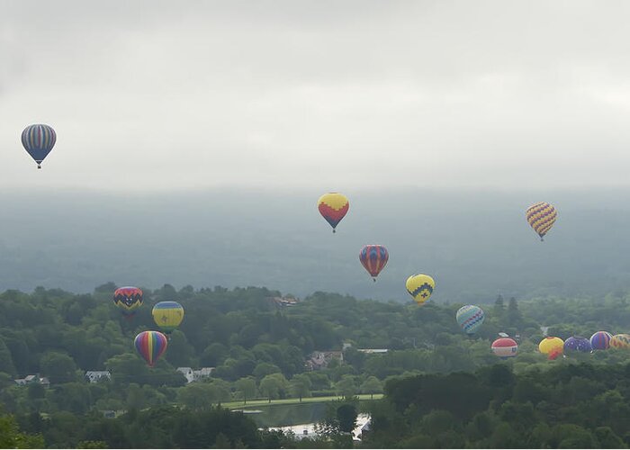 Hot Air Balloons Greeting Card featuring the photograph Balloon Rise over Quechee Vermont by John Vose
