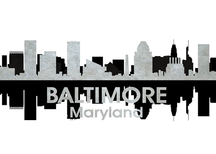 City Silhouette Greeting Card featuring the digital art Baltimore MD 4 by Angelina Tamez