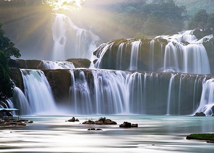 Scenics Greeting Card featuring the photograph Ban Gioc Waterfall by Chi My. Trung Hamaru. Vietnam.