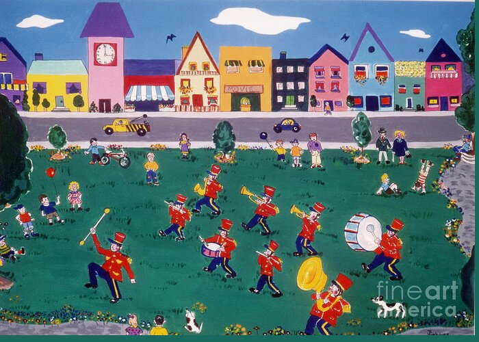 Band Greeting Card featuring the painting Band Practice by Joyce Gebauer