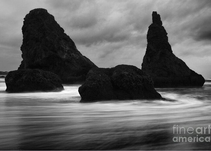 Bandon Greeting Card featuring the photograph Bandon By The Sea Monochrome 1 by Bob Christopher