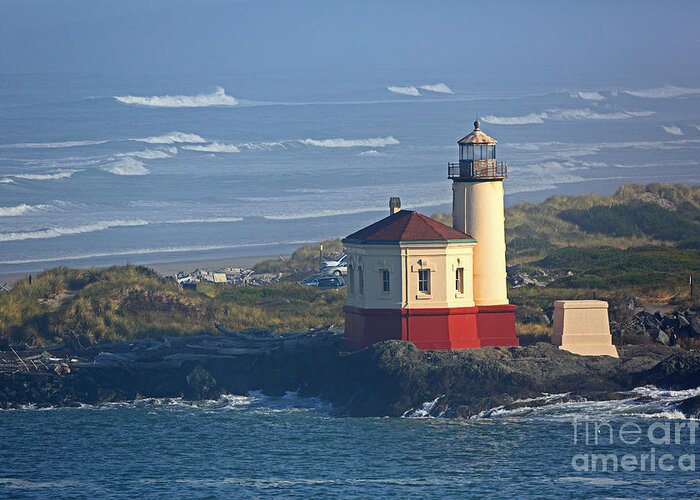 Bandon Greeting Card featuring the photograph Bandon Lighthouse by Bill Singleton