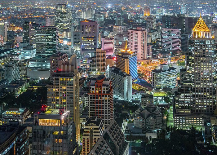 Outdoors Greeting Card featuring the photograph Bangkok Cityscape by Ironheart