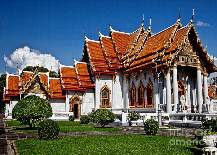 Thailand Greeting Card featuring the photograph Bankok Wat by Shirley Mangini