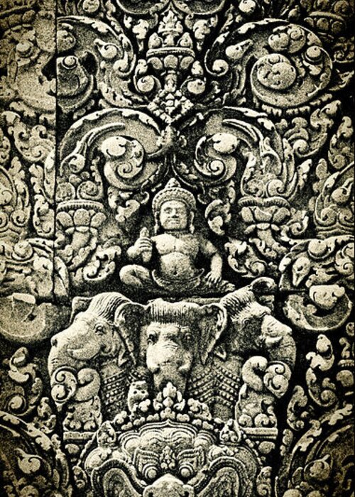 Banteay Srei Carving Greeting Card featuring the photograph Banteay Srei Carvings 2 Unframed Version by Weston Westmoreland