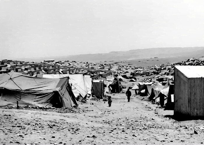 Baqa'a Greeting Card featuring the photograph Baqa'a Refugee Camp by Munir Alawi