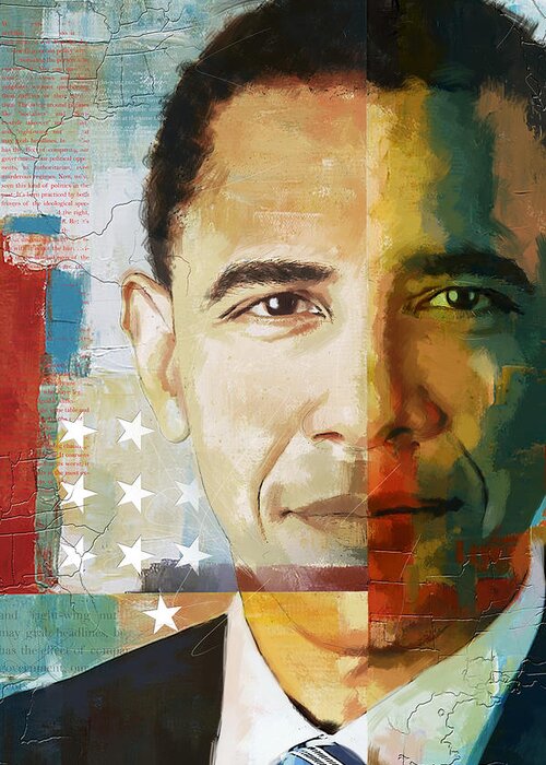 Barack Obama Greeting Card featuring the painting Barack Obama by Corporate Art Task Force