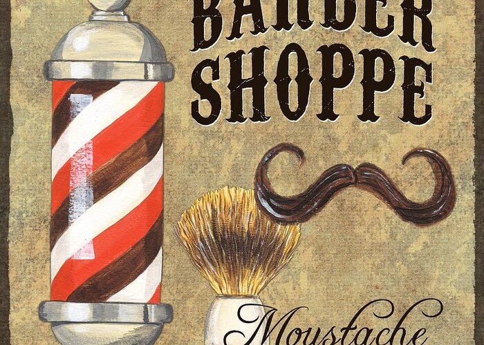 Fashion Greeting Card featuring the painting Barber Shoppe 1 by Debbie DeWitt