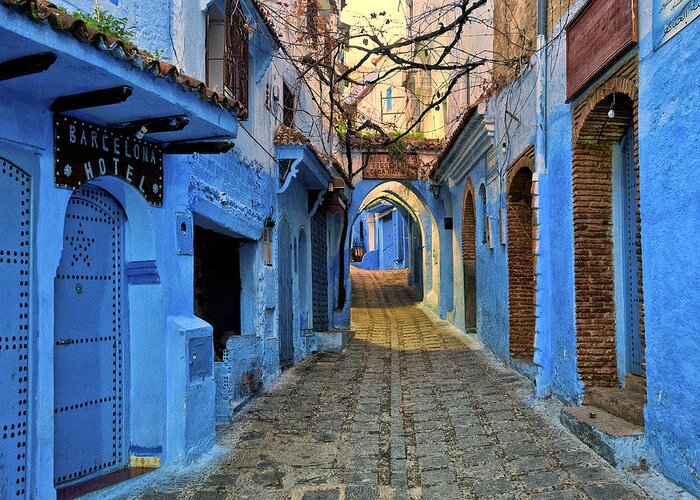 North Africa Greeting Card featuring the photograph Barcelona Hotel - Chefchaouen Morocco by Dominic Piperata