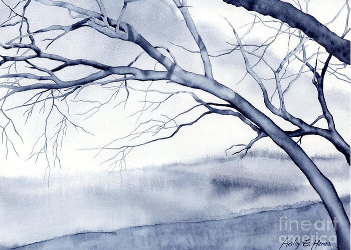 Watercolor Greeting Card featuring the painting Bare Trees by Hailey E Herrera