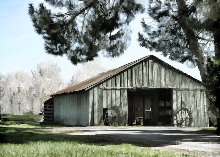 Green Greeting Card featuring the photograph Barn at Vina Winery by Kathleen Gauthier
