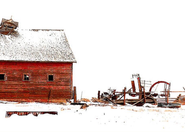 Landscape Greeting Card featuring the photograph Barn in the Snow by Steven Reed