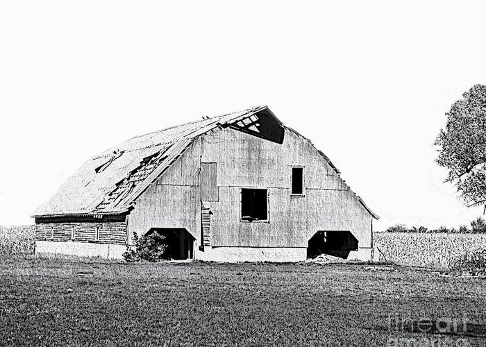 Barn Greeting Card featuring the photograph Barn Sketch Effect V by Debbie Portwood