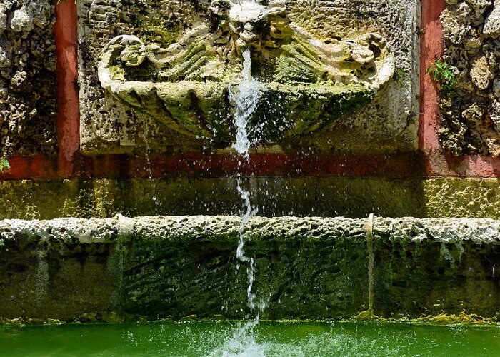 Vizcaya Greeting Card featuring the photograph Baroque Coral Fountain at Vizcaya Estate Museum in Coconut Grove Miami Florida Square Format by Shawn O'Brien