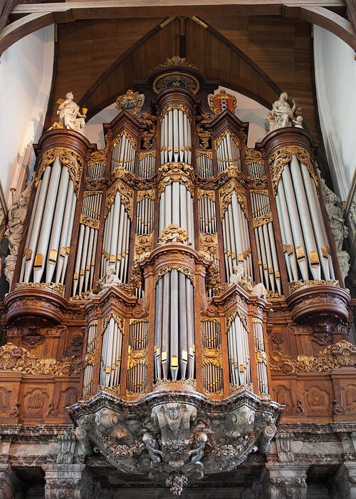 Oude Greeting Card featuring the photograph Baroque Grand Organ in Oude Kerk in Amsterdam by Artur Bogacki
