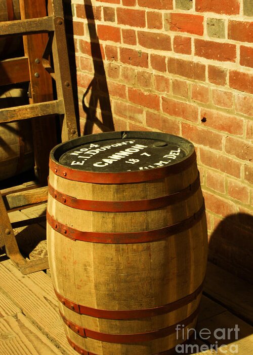 Cannon Powder Greeting Card featuring the photograph Barrel Of Cannon Powder by Suzanne Luft