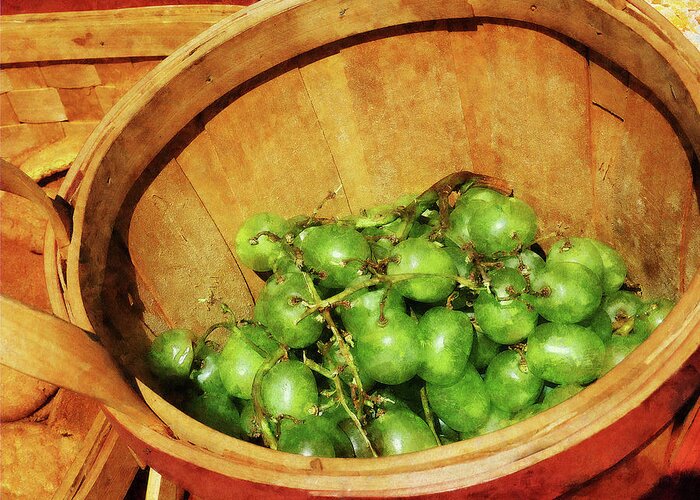 Grapes Greeting Card featuring the photograph Basket of Green Grapes by Susan Savad