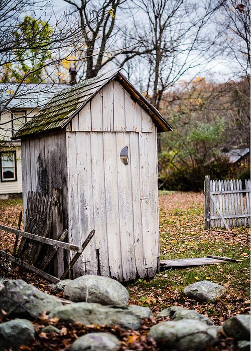 Rustic Outhouse Greeting Card featuring the photograph Bathroom Humor by Pamela Taylor