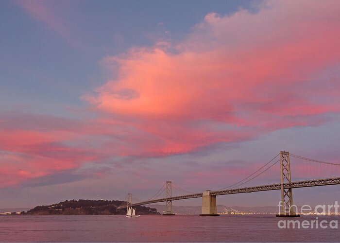 Bay Bridge Greeting Card featuring the photograph Bay Bridge Sunset by Kate Brown