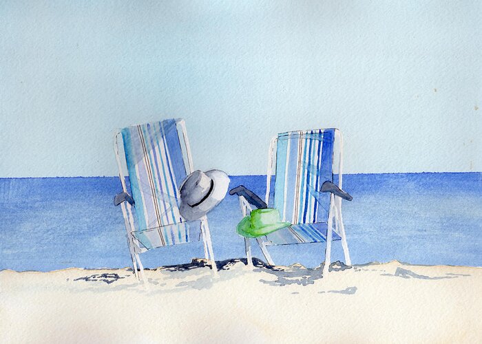 Beach Greeting Card featuring the painting Beach Chairs by Sean Parnell