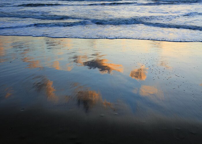 535706 Greeting Card featuring the photograph Beach Clouds Reflected At Sunset Texel by Duncan Usher