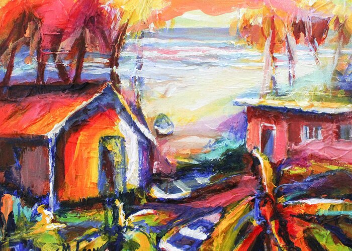 Abstract Greeting Card featuring the painting Beach House I by Cynthia McLean