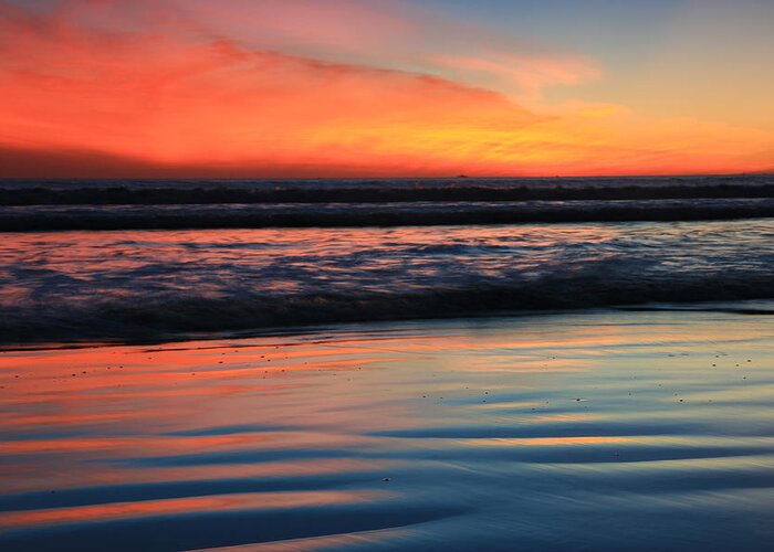 Landscape Greeting Card featuring the photograph Beach Ripples Sunset by Scott Cunningham