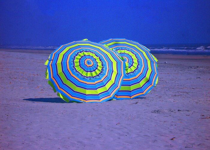 Umbrellas Greeting Card featuring the photograph Beach Umbrellas by Jan Marvin Studios by Jan Marvin