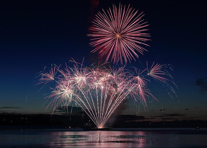 Water Greeting Card featuring the photograph Beachfest Fireworks 2013 by Randy Hall