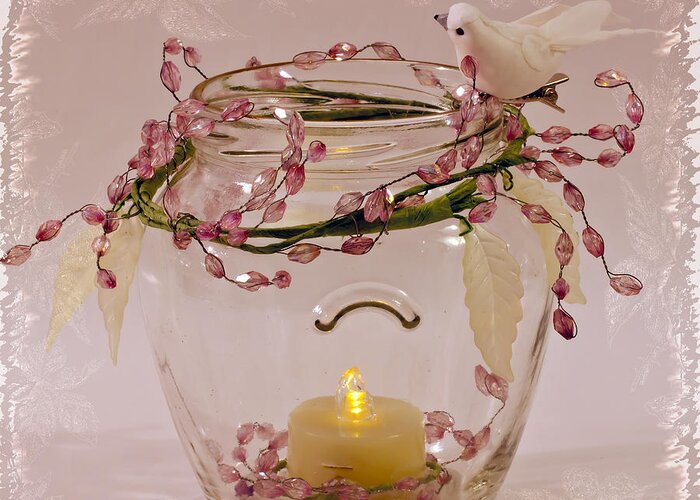 Candle Greeting Card featuring the photograph Beaded Candle Jar by Sandra Foster