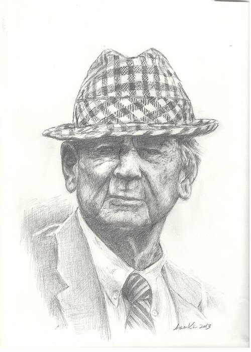  Greeting Card featuring the drawing Bear Bryant 3 by Hae Kim