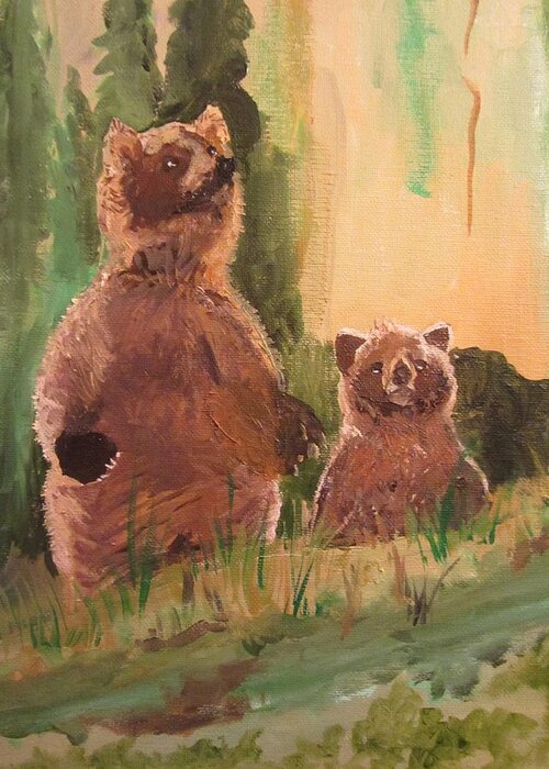 Animals Greeting Card featuring the painting Bear Encounter by Dody Rogers