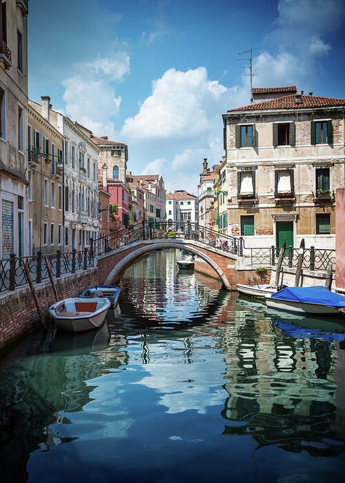 Water's Edge Greeting Card featuring the photograph Beautiful Canal In Venice - Italy by Sankai