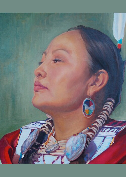 Native American Greeting Card featuring the painting Beauty by Christine Lytwynczuk