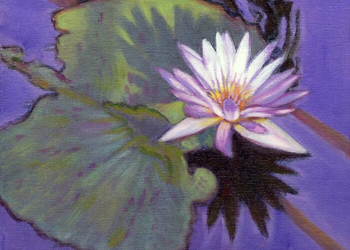 Water Lily Greeting Card featuring the painting Beauty in the Water by John Lautermilch